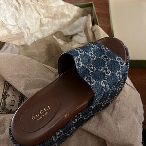 Gucci denim slides